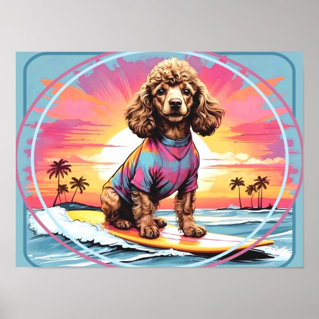 Affiche Surfing Caniche (Devant)