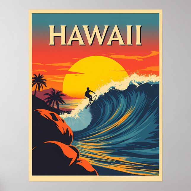 Affiche Surfing Paradise: Hawaii Sunset Adventure (Devant)