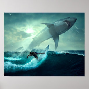 Affiche Surfing with Sharks