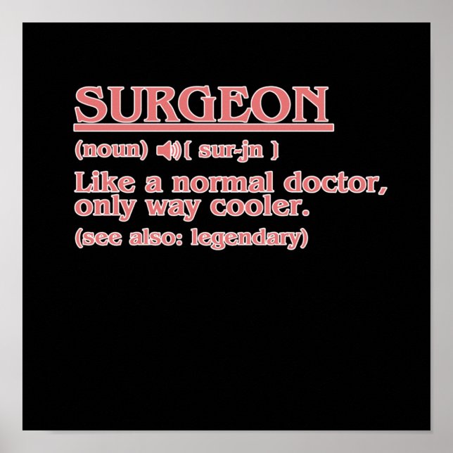 Affiche Surgeon Definition Surgery Medical Doctor Neurolog (Devant)
