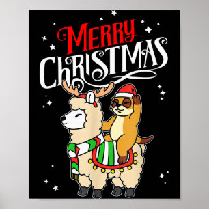 Affiche Suricate Joyeux Noël Renne Lama Équitation Suricat