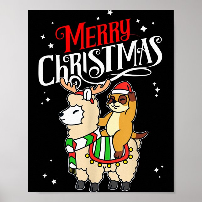 Affiche Suricate Joyeux Noël Renne Lama Équitation Suricat (Devant)