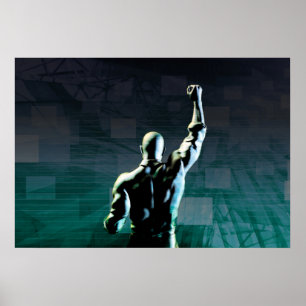 Affiche Surmonter des obstacles avec l'homme réalisant le