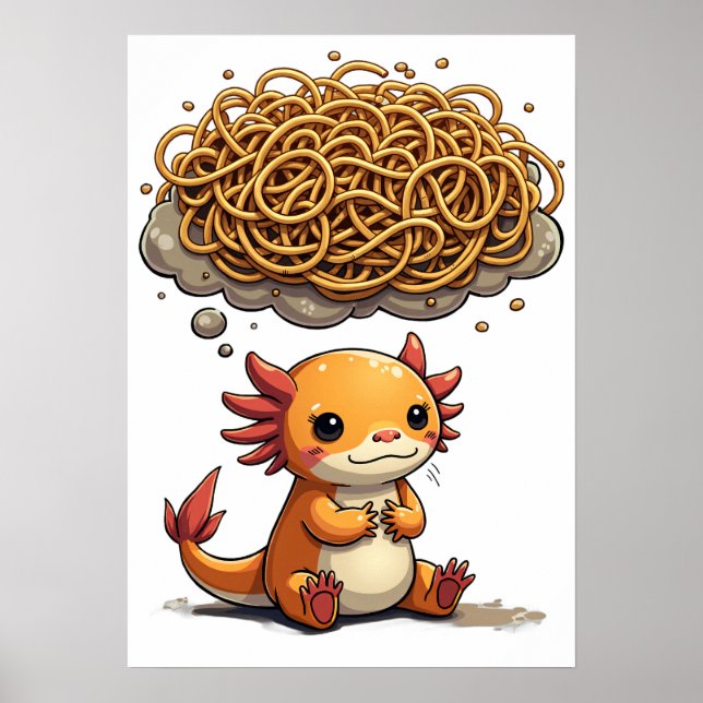 Affiche Surpensée Axolotl Introverti Anxiété Art Drôle (Devant)