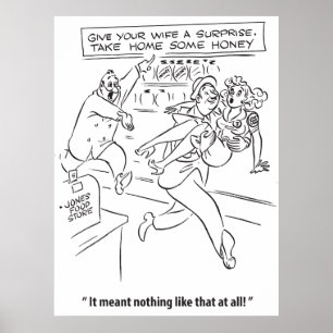 Affiche Surprenez votre femme avec un miel, Humour, Vintag