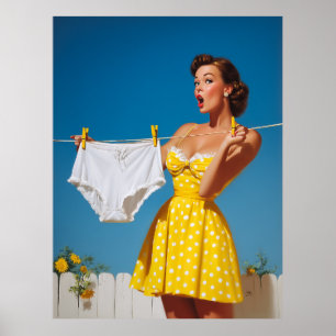 Affiche Surprise de jour de lessive rétro enjoué
