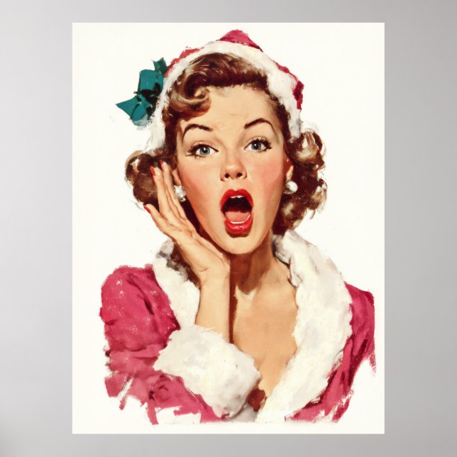 Affiche Surprised Retro Christmas Pin-Up (Devant)