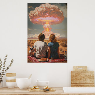 Affiche Surreal Atomic Picnic Digital Wall Art - Retro Cou