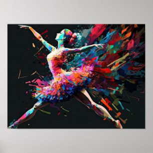 Affiche Surreal Color Splash Dancing Ballerina