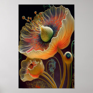 Affiche surreal fantasy glowing flowers