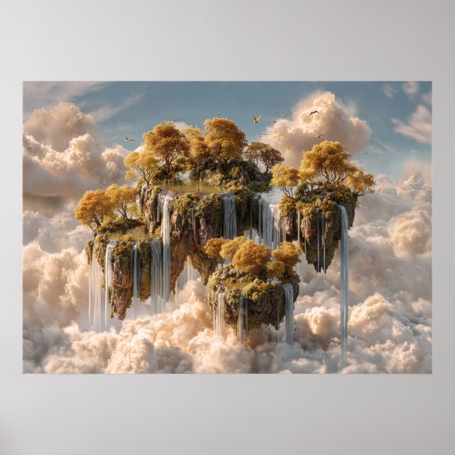 Affiche Surreal Floating Islands With Golden Trees (Devant)