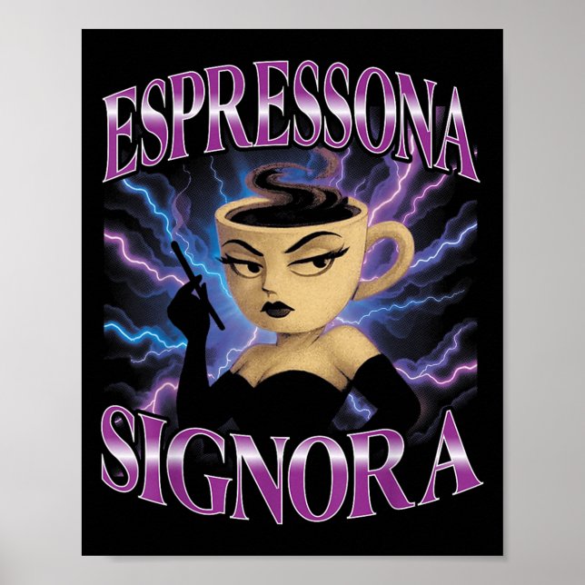 Affiche Surreal Italian Brainrot Meme Espressona Signora F (Devant)