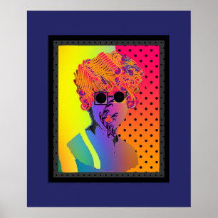 Affiche Surreal Lady Portant des lunettes noires Rainbow D