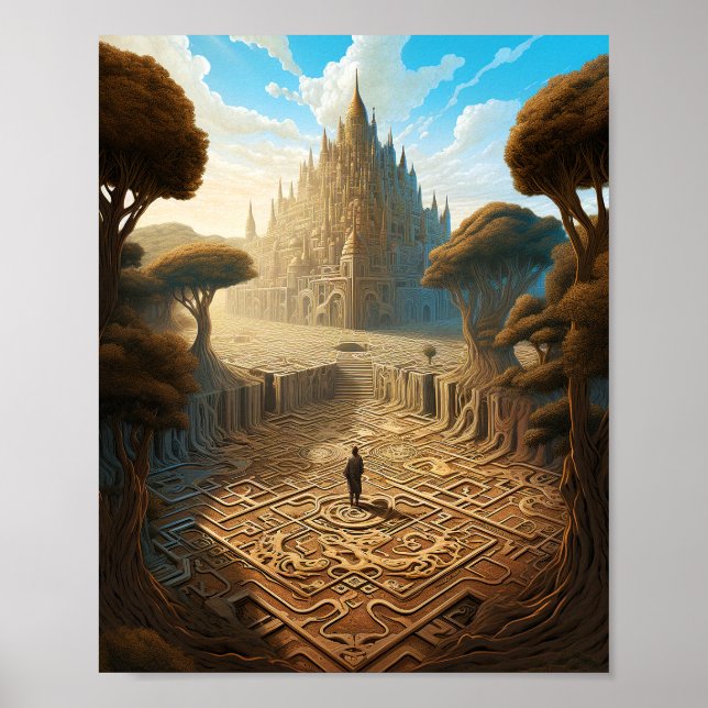 Affiche Surreal Maze Château Paysage Imaginaire Art (Devant)