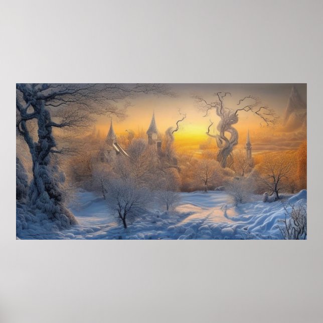 Affiche Surreal Moderne hiver Abstrait merveilleux neige s (Devant)
