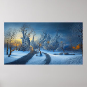 Affiche Surreal Moderne hiver Abstrait neige des terres me
