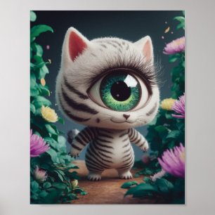 Affiche Surreal One Eyed Zebra Kitty