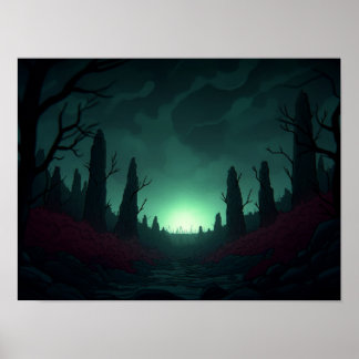 Affiche Surreal Retro Farm Landscape with Rocket Launch Ar