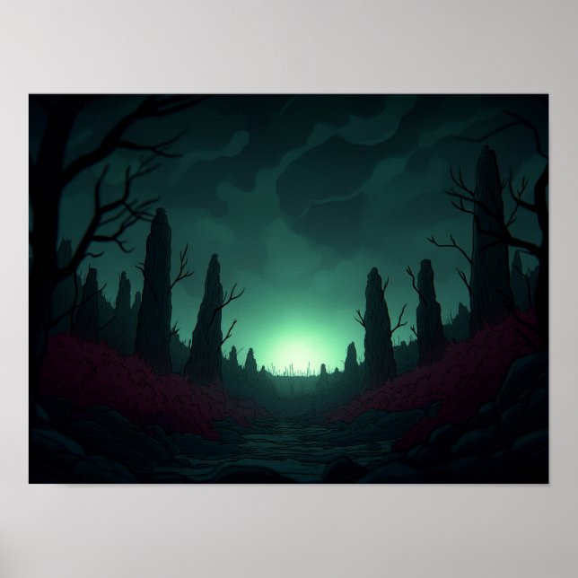 Affiche Surreal Retro Farm Landscape with Rocket Launch Ar (Devant)