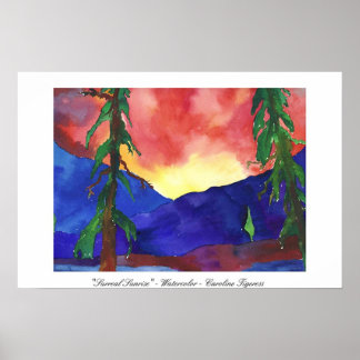 Affiche "Surreal Sunrise" - Aquarelle - Caroline Tigeress