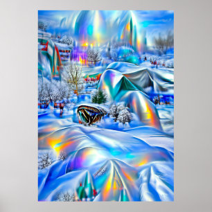 Affiche Surreal Winter Wonderland avec lumière Iridescente
