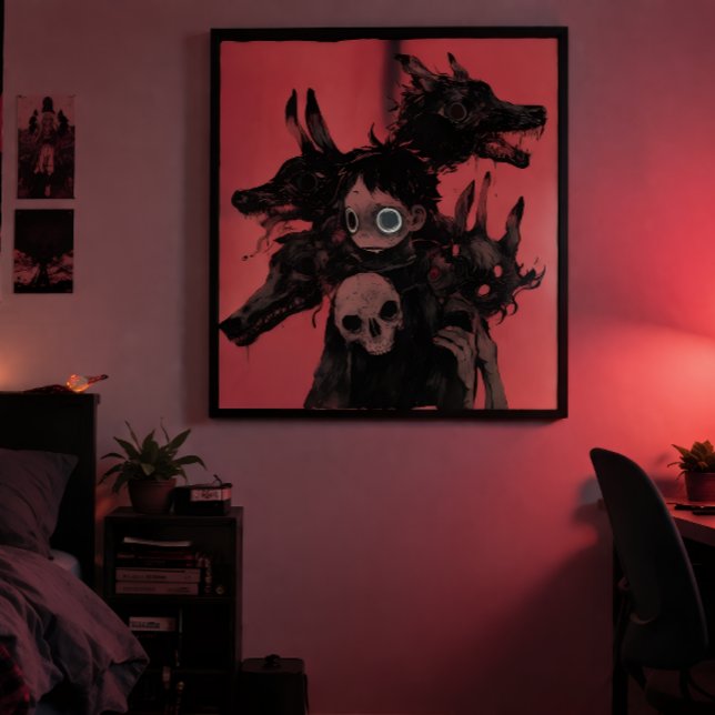 Affiche Surréalisme Noir Cauchemar - Abstrait Rouge Gothiq (Créateur téléchargé)