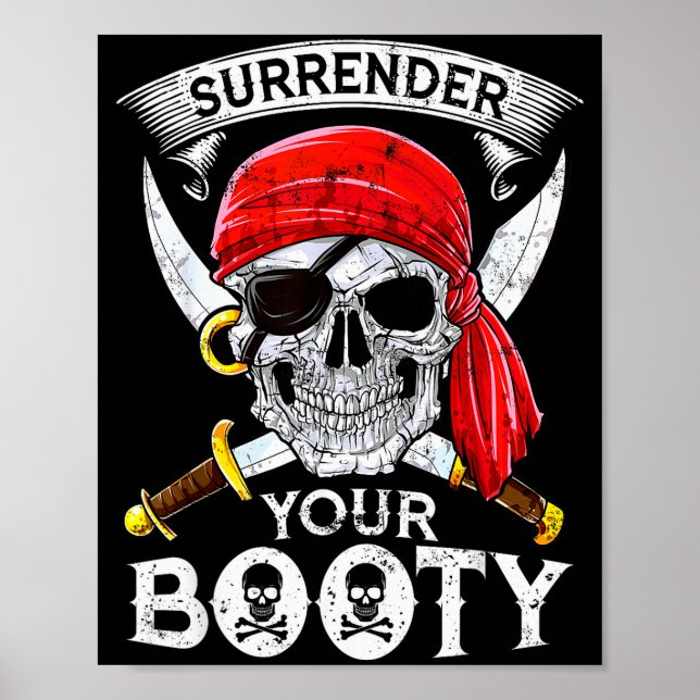 Affiche Surrender Your Booty Rate Skull Funny Jolly Roger  (Devant)