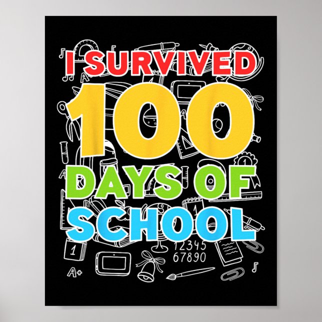 Affiche Survécu 100 Jours D'École Joyeux 100E Jour (Devant)