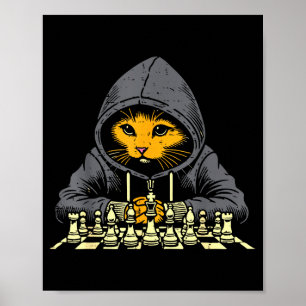 Affiche Survêtement à capuche Chat Orange Jouant au Jeu d'