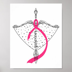 Affiche Survivant Bow Arrow Warrior Hope Pink Ribbon Breas