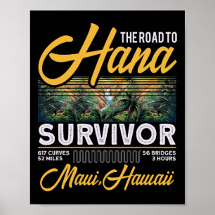 Affiche Survivant de la route vers Hana Palmier incurvé Ma