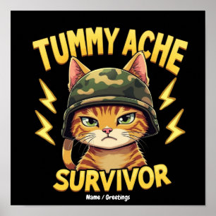 Affiche Survivant des Maux de Ventre Blague de Chat Drôle