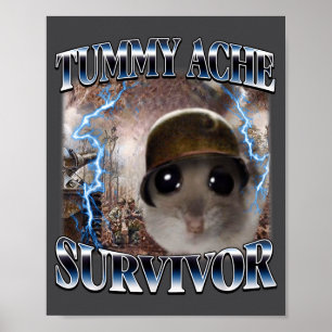 Affiche Survivant des Maux de Ventre Hamster Mème Drôle Ci