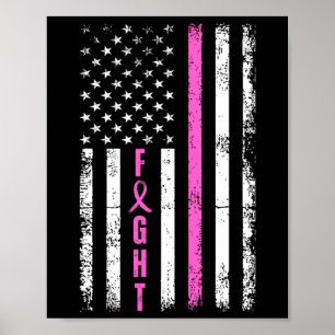 Affiche Survivant du sein American Flag Cancer du sein Awa