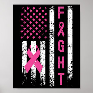 Affiche Survivant du sein American Flag Cancer du sein Awa