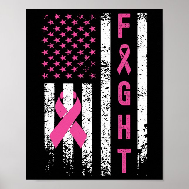 Affiche Survivant du sein American Flag Cancer du sein Awa (Devant)