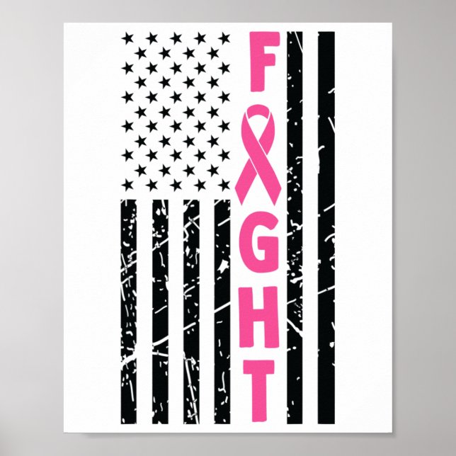 Affiche Survivant du sein American Flag Cancer du sein Awa (Devant)