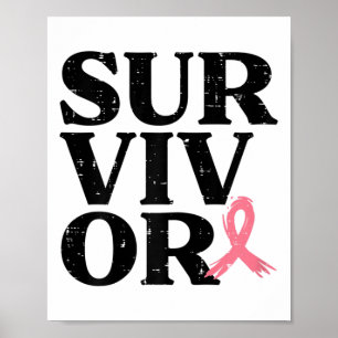 Affiche Survivant Pink Ribbon Warrior Cancer du sein Décer