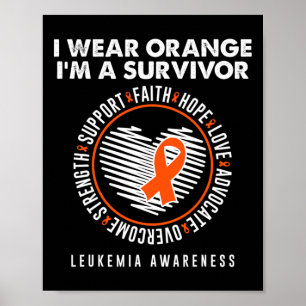 Affiche Survivant Ruban Orange Leucémie Cancer du Sang 