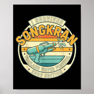 Affiche Survivant Songkran 2026 drôle Nouvel An thaïlandai
