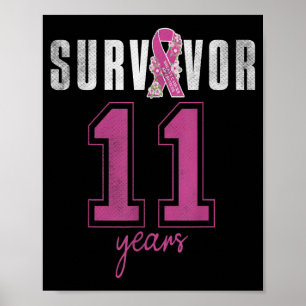 Affiche Survivante 11 ans Ruban d'octobre Cancer du sein