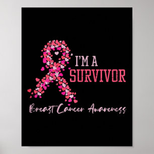 Affiche Survivor Pink Ribbons Coeurs Cancer du sein Sensib