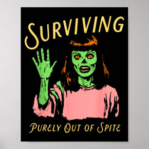 Affiche Survivre uniquement grâce au rétro zombie Hallowee