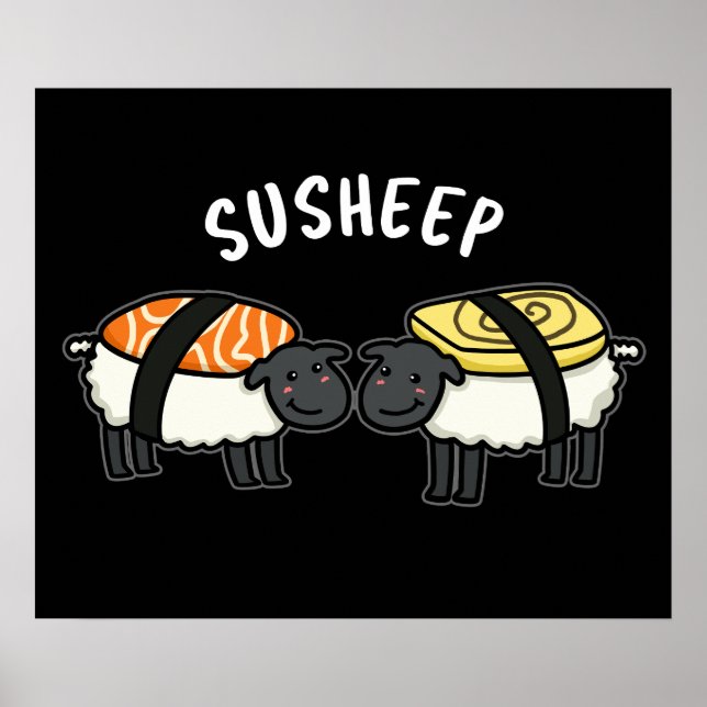 Affiche Susheep Funny Sushi Sheep Pun Dark BG (Devant)