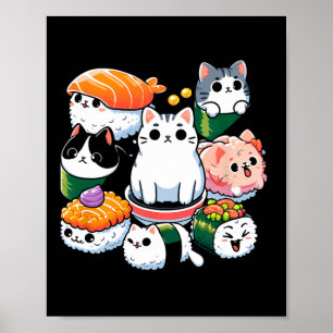 Affiche Sushi Anime Chat Sushi Lover Cadeau