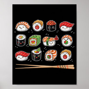 Affiche Sushi Anime Kawaii Japanese Food Lover Otaku Manga