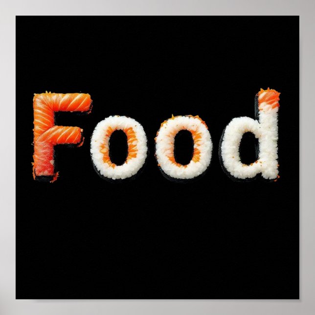 Affiche Sushi Art - Cuisine japonaise Lettres Design (Devant)