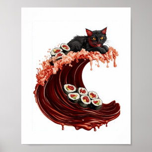Affiche Sushi Cat Dreams - Quirky Japonais Food Kitty