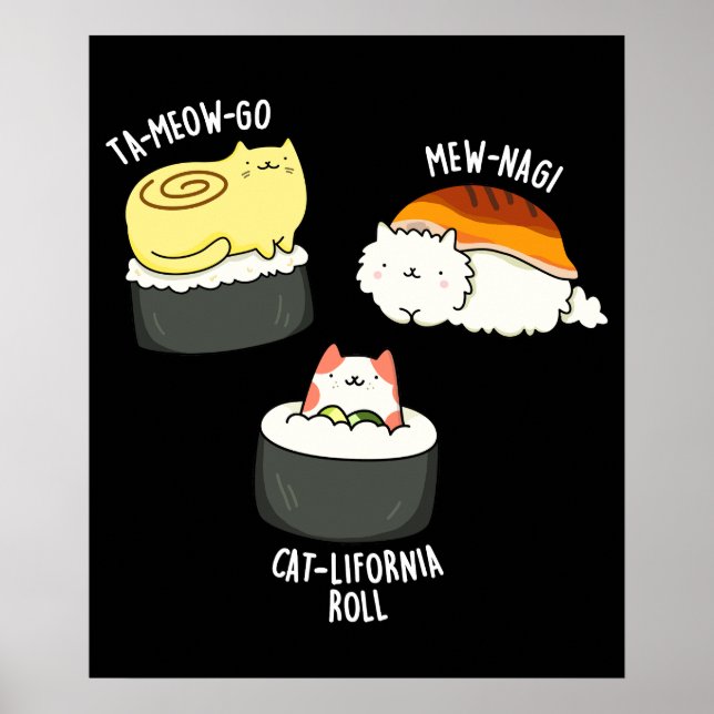 Affiche Sushi Cats Funny Sushi Pun Dark BG (Devant)