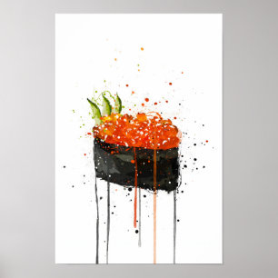 Affiche Sushi Gunkan au Caviar Rouge